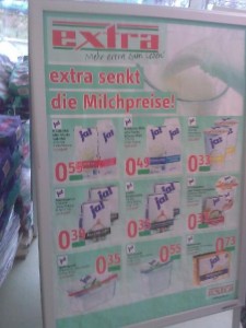 Milch wird immer billiger Milch wird immer billiger