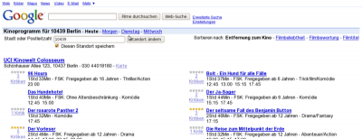 Google Kino-Suche Google Kino-Suche
